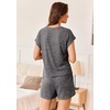 image:imageEkouaer Pajamas Set for Women 2 Piece Pjs Ribbed Knit Lounge Set Cap Sleeve Loungewear Sleepwear SXXLDark Gray