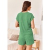 image:imageEkouaer Pajamas Set for Women 2 Piece Pjs Ribbed Knit Lounge Set Cap Sleeve Loungewear Sleepwear SXXLGreen