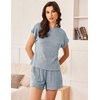 image:imageEkouaer Pajamas Set for Women 2 Piece Pjs Ribbed Knit Lounge Set Cap Sleeve Loungewear Sleepwear SXXLLight Blue