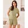 image:imageEkouaer Pajamas Set for Women 2 Piece Pjs Ribbed Knit Lounge Set Cap Sleeve Loungewear Sleepwear SXXLLight Green
