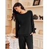 image:imageEkouaer Pajamas Womens Long Sleeve Pj Set 2 Piece Loungewear Soft Comfy Sleepwear with Jogger Pants SXXLBlack