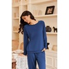image:imageEkouaer Pajamas Womens Long Sleeve Pj Set 2 Piece Loungewear Soft Comfy Sleepwear with Jogger Pants SXXLBlue