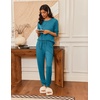 image:imageEkouaer Pajamas Womens Long Sleeve Pj Set 2 Piece Loungewear Soft Comfy Sleepwear with Jogger Pants SXXLBlue Green