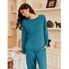 image:imageEkouaer Pajamas Womens Long Sleeve Pj Set 2 Piece Loungewear Soft Comfy Sleepwear with Jogger Pants SXXLBlue Green
