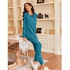 image:imageEkouaer Pajamas Womens Long Sleeve Pj Set 2 Piece Loungewear Soft Comfy Sleepwear with Jogger Pants SXXLBlue Green