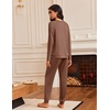 image:imageEkouaer Pajamas Womens Long Sleeve Pj Set 2 Piece Loungewear Soft Comfy Sleepwear with Jogger Pants SXXLBrown
