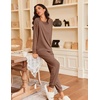 image:imageEkouaer Pajamas Womens Long Sleeve Pj Set 2 Piece Loungewear Soft Comfy Sleepwear with Jogger Pants SXXLBrown