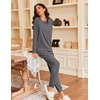 image:imageEkouaer Pajamas Womens Long Sleeve Pj Set 2 Piece Loungewear Soft Comfy Sleepwear with Jogger Pants SXXLDark Grey