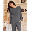 image:imageEkouaer Pajamas Womens Long Sleeve Pj Set 2 Piece Loungewear Soft Comfy Sleepwear with Jogger Pants SXXLDark Grey