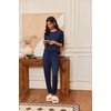 image:imageEkouaer Pajamas Womens Long Sleeve Pj Set 2 Piece Loungewear Soft Comfy Sleepwear with Jogger Pants SXXLNavy