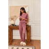 image:imageEkouaer Pajamas Womens Long Sleeve Pj Set 2 Piece Loungewear Soft Comfy Sleepwear with Jogger Pants SXXLOld Rose