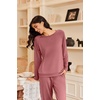 image:imageEkouaer Pajamas Womens Long Sleeve Pj Set 2 Piece Loungewear Soft Comfy Sleepwear with Jogger Pants SXXLOld Rose