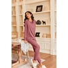 image:imageEkouaer Pajamas Womens Long Sleeve Pj Set 2 Piece Loungewear Soft Comfy Sleepwear with Jogger Pants SXXLOld Rose
