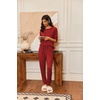 image:imageEkouaer Pajamas Womens Long Sleeve Pj Set 2 Piece Loungewear Soft Comfy Sleepwear with Jogger Pants SXXLRed