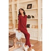 image:imageEkouaer Pajamas Womens Long Sleeve Pj Set 2 Piece Loungewear Soft Comfy Sleepwear with Jogger Pants SXXLRed