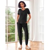 image:imageEkouaer Pajamas for Women Set 2 Piece Rib Knit Lounge Set Joggers Loungewear Short Sleeve Pjs with PocketsBlack