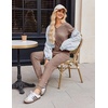 image:imageEkouaer Pajamas for Women Set 2 Piece Rib Knit Lounge Set Joggers Loungewear Short Sleeve Pjs with PocketsBrown