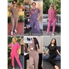 image:imageEkouaer Pajamas for Women Set 2 Piece Rib Knit Lounge Set Joggers Loungewear Short Sleeve Pjs with PocketsGray