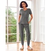 image:imageEkouaer Pajamas for Women Set 2 Piece Rib Knit Lounge Set Joggers Loungewear Short Sleeve Pjs with PocketsGray
