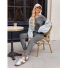 image:imageEkouaer Pajamas for Women Set 2 Piece Rib Knit Lounge Set Joggers Loungewear Short Sleeve Pjs with PocketsGray