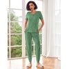 image:imageEkouaer Pajamas for Women Set 2 Piece Rib Knit Lounge Set Joggers Loungewear Short Sleeve Pjs with PocketsGreen