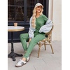 image:imageEkouaer Pajamas for Women Set 2 Piece Rib Knit Lounge Set Joggers Loungewear Short Sleeve Pjs with PocketsGreen