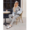 image:imageEkouaer Pajamas for Women Set 2 Piece Rib Knit Lounge Set Joggers Loungewear Short Sleeve Pjs with PocketsLight Gray