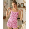 image:imageEkouaer Pajamas for Women Set Lingerie Pjs 2 Piece Cami Sleepwear Ribbed Knit Shorts SetBow