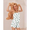 image:imageEkouaer Pajamas for Women Set Lingerie Pjs 2 Piece Cami Sleepwear Ribbed Knit Shorts SetCactus