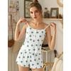 image:imageEkouaer Pajamas for Women Set Lingerie Pjs 2 Piece Cami Sleepwear Ribbed Knit Shorts SetCactus