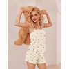 image:imageEkouaer Pajamas for Women Set Lingerie Pjs 2 Piece Cami Sleepwear Ribbed Knit Shorts SetCherry