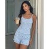image:imageEkouaer Pajamas for Women Set Lingerie Pjs 2 Piece Cami Sleepwear Ribbed Knit Shorts SetFloral