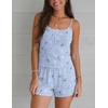 image:imageEkouaer Pajamas for Women Set Lingerie Pjs 2 Piece Cami Sleepwear Ribbed Knit Shorts SetFloral