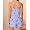 image:imageEkouaer Pajamas for Women Set Lingerie Pjs 2 Piece Cami Sleepwear Ribbed Knit Shorts SetGingham Cherry