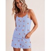 image:imageEkouaer Pajamas for Women Set Lingerie Pjs 2 Piece Cami Sleepwear Ribbed Knit Shorts SetGingham Cherry