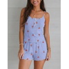 image:imageEkouaer Pajamas for Women Set Lingerie Pjs 2 Piece Cami Sleepwear Ribbed Knit Shorts SetGingham Cherry