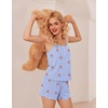 image:imageEkouaer Pajamas for Women Set Lingerie Pjs 2 Piece Cami Sleepwear Ribbed Knit Shorts SetGingham Cherry