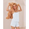 image:imageEkouaer Pajamas for Women Set Lingerie Pjs 2 Piece Cami Sleepwear Ribbed Knit Shorts SetHearts Rabbit