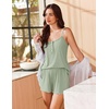 image:imageEkouaer Pajamas for Women Set Lingerie Pjs 2 Piece Cami Sleepwear Ribbed Knit Shorts SetLight Green