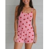 image:imageEkouaer Pajamas for Women Set Lingerie Pjs 2 Piece Cami Sleepwear Ribbed Knit Shorts SetStrawberry