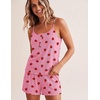 image:imageEkouaer Pajamas for Women Set Lingerie Pjs 2 Piece Cami Sleepwear Ribbed Knit Shorts SetStrawberry