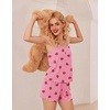 image:imageEkouaer Pajamas for Women Set Lingerie Pjs 2 Piece Cami Sleepwear Ribbed Knit Shorts SetStrawberry