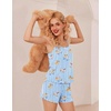 image:imageEkouaer Pajamas for Women Set Lingerie Pjs 2 Piece Cami Sleepwear Ribbed Knit Shorts SetStriped Dog