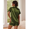 image:imageEkouaer Pajamas for Women Set Silk Satin Pjs Button Down Sleepwear Summer Loungewear Top and Shorts Lounge Set SXXLArmy Green