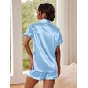 image:imageEkouaer Pajamas for Women Set Silk Satin Pjs Button Down Sleepwear Summer Loungewear Top and Shorts Lounge Set SXXLBaby Bule