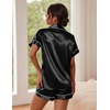image:imageEkouaer Pajamas for Women Set Silk Satin Pjs Button Down Sleepwear Summer Loungewear Top and Shorts Lounge Set SXXLBlack