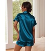 image:imageEkouaer Pajamas for Women Set Silk Satin Pjs Button Down Sleepwear Summer Loungewear Top and Shorts Lounge Set SXXLBlue Green