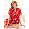 image:imageEkouaer Pajamas for Women Set Silk Satin Pjs Button Down Sleepwear Summer Loungewear Top and Shorts Lounge Set SXXLChristmas Red
