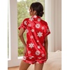 image:imageEkouaer Pajamas for Women Set Silk Satin Pjs Button Down Sleepwear Summer Loungewear Top and Shorts Lounge Set SXXLChristmas Snow