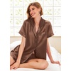 image:imageEkouaer Pajamas for Women Set Silk Satin Pjs Button Down Sleepwear Summer Loungewear Top and Shorts Lounge Set SXXLCoffee